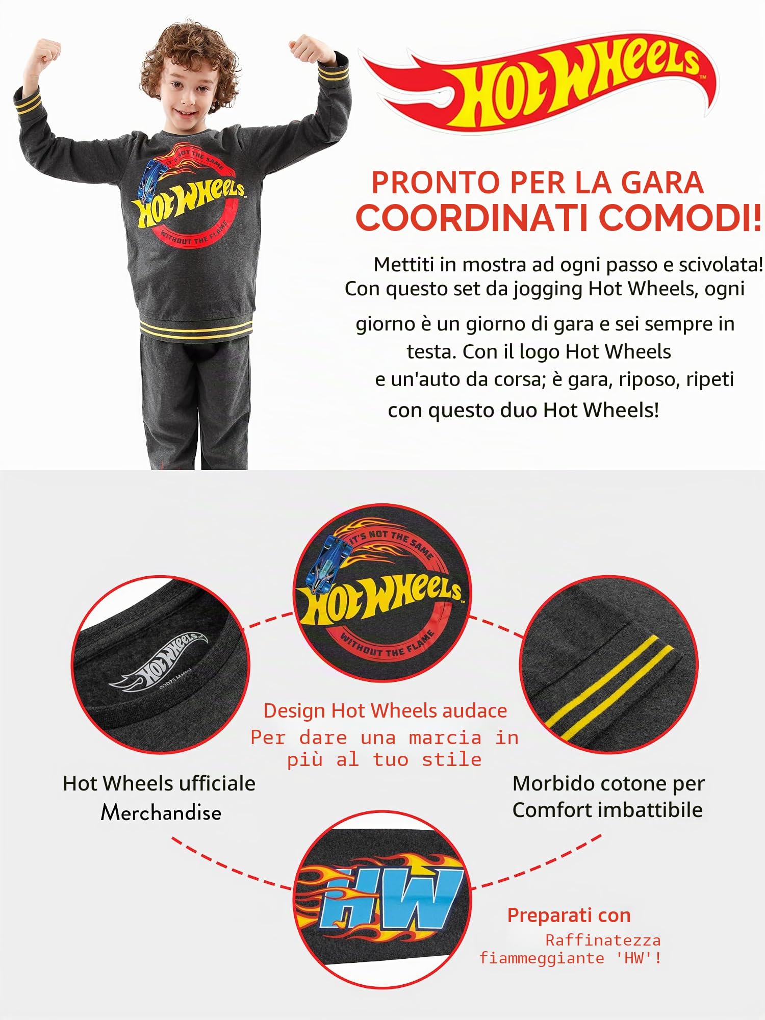 Hot Wheels Set Felpa e Joggers Felpe Ragazzi e Pantaloni Tuta | Abbigliamento Bambino | Dai 3 ai 13 anni