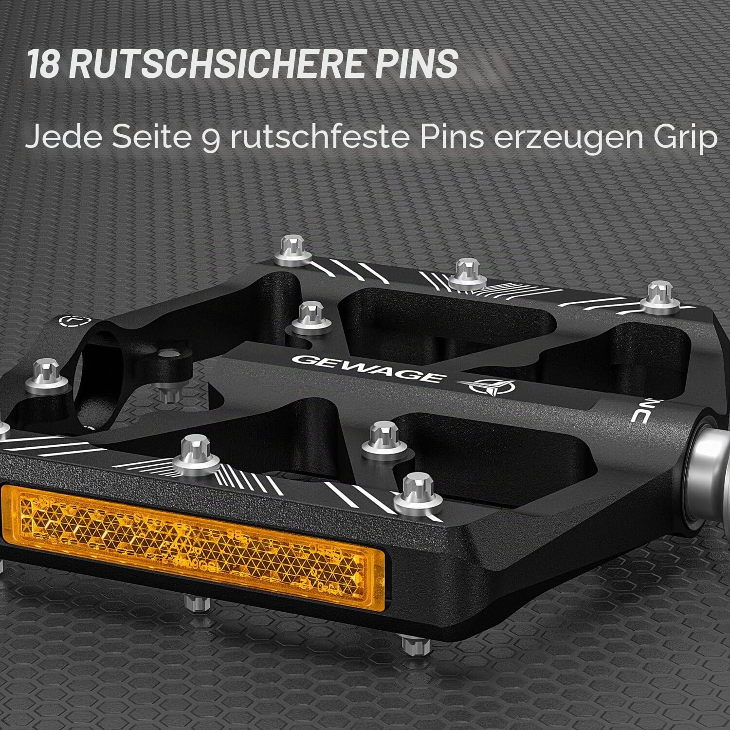GEWAGE Fahrradpedale mit reflektierenden Streifen, 3 abgedichtete Lager, rutschfeste CNC-Aluminium-Fahrradplattform, 9/16 Zoll Pedale für Rennrad, MTB, E-Bike.