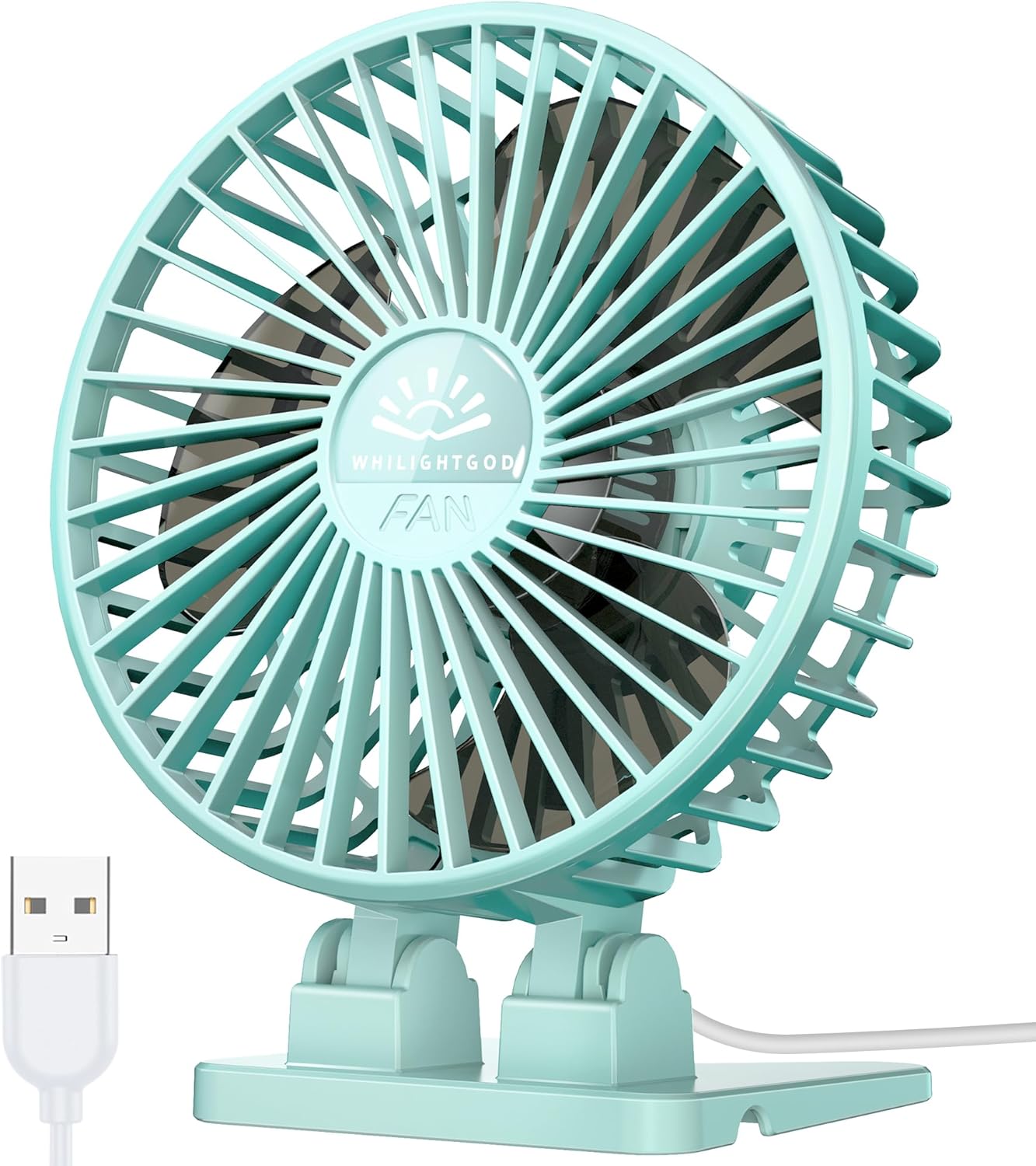 WHILIGHTGOD Desk Fan, USB Fan for Desk, Mini Desk Fan, 3