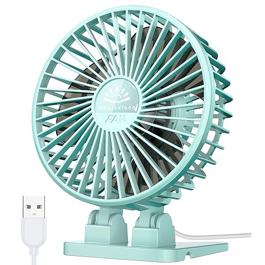 Desk Fan, USB Fan for Desk, Mini Desk Fan, 3 Speed Rotation Strong Wind, Protable Small Desktop Cooling Fan, Quite Mini Personal Fan for Home Office Table Bedroom Travel Curise(Green)