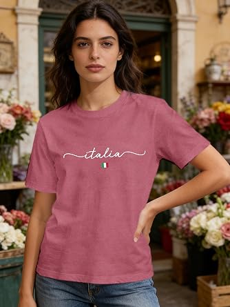 Womens Italia T-Shirt Italian Pride Flag Shirt Vacation Travel Italy Lover Tee Tops