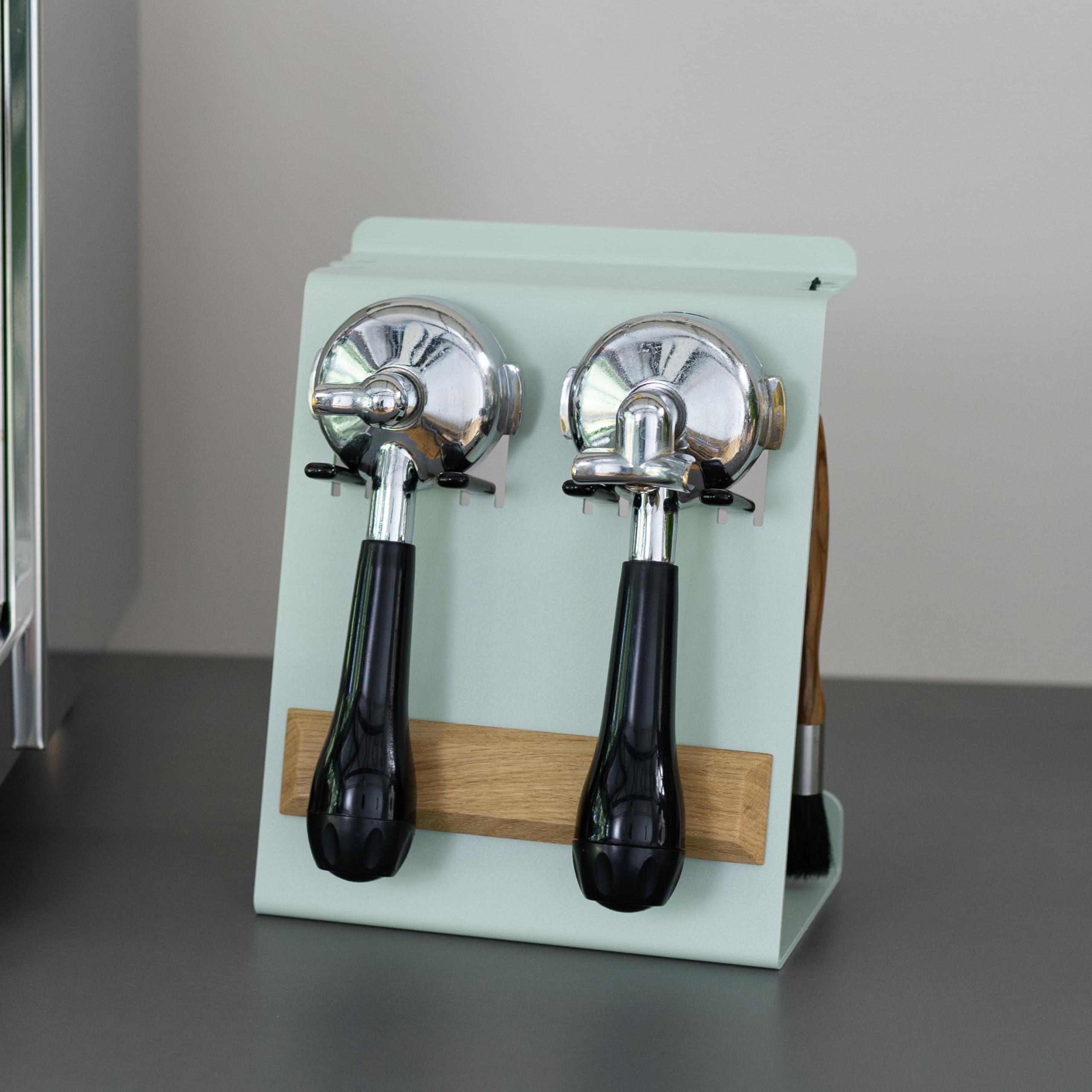 FLATE® Barista Stand Mini: Kompakte Station für Barista Zubehör mit Siebträgerhalter (Schwarz)