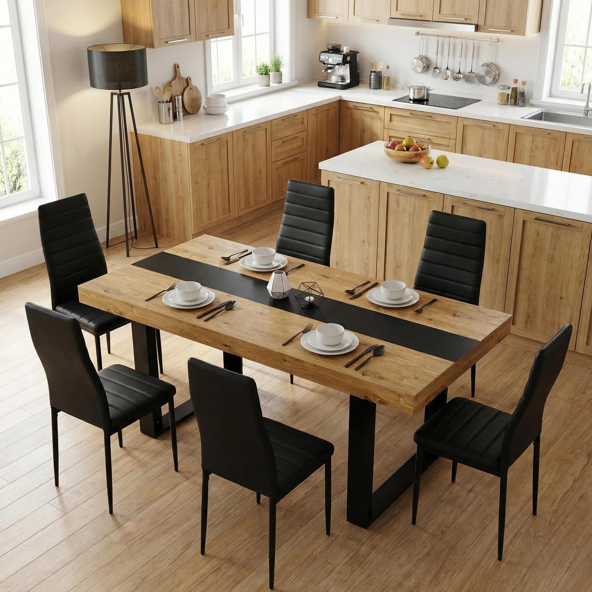 Esstisch 160 x 80 x 75 cm, Rechteckiger Tisch Für 6–8 Personen, Geeignet Für Esszimmer, Küche, Wohnzimmer, Konferenzraum，15 mm Spanplatte, stabile Paneelbeine/Tischplatte (Dunkle Eichenmaserung)