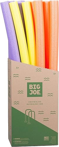Miniatura 2 de Big Joe Super Swim Noodle - Paquete de 20 fideos de piscina, coral surtidos, morado, espuma amarilla, 4 pies, 50 pulgadas de largo x 3.25 pulgadas