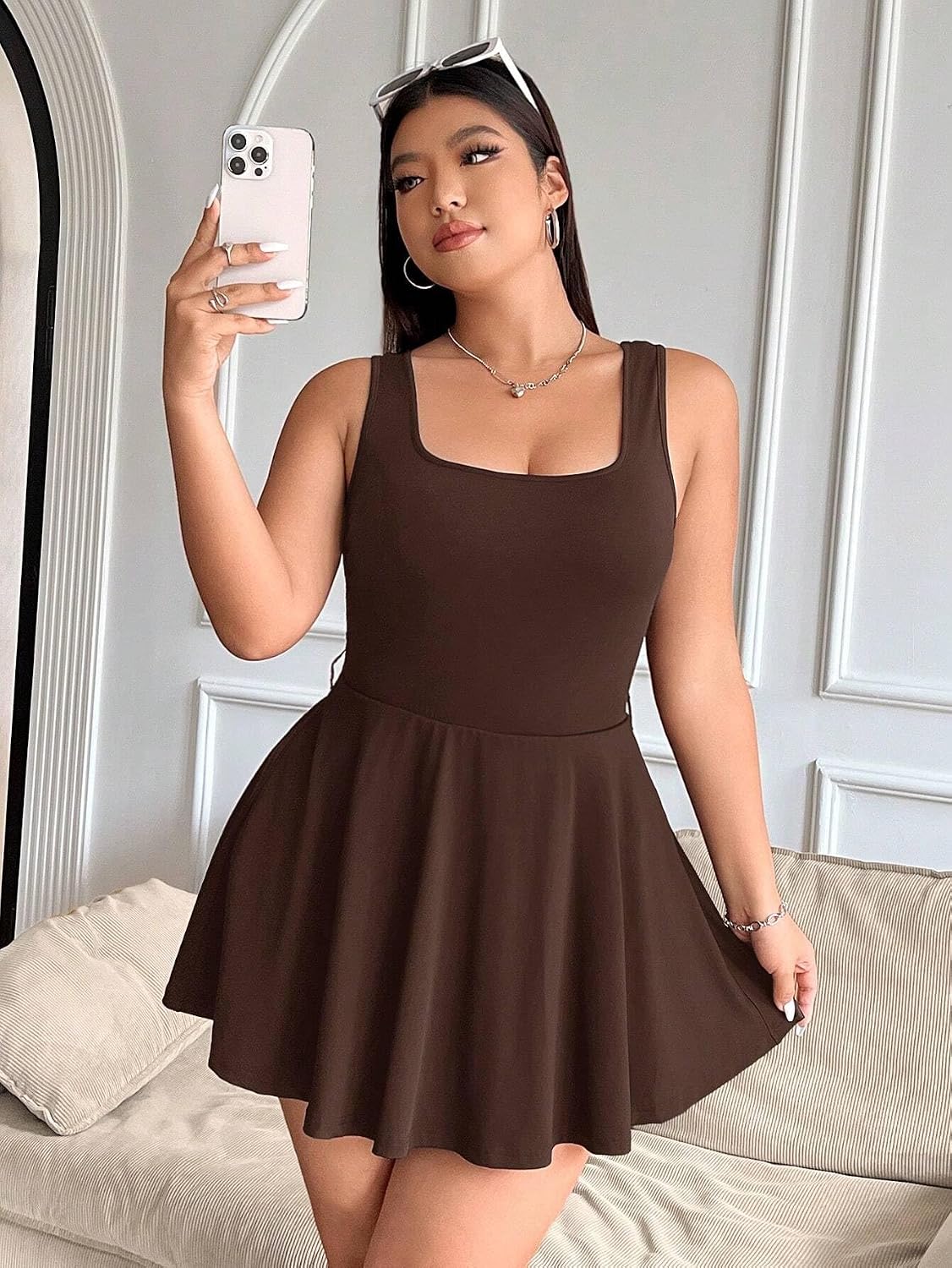 Rompers for Women Summer 2026 Plus Size Sleeveless Jumpsuit With Skirt And Pocket Shorts
