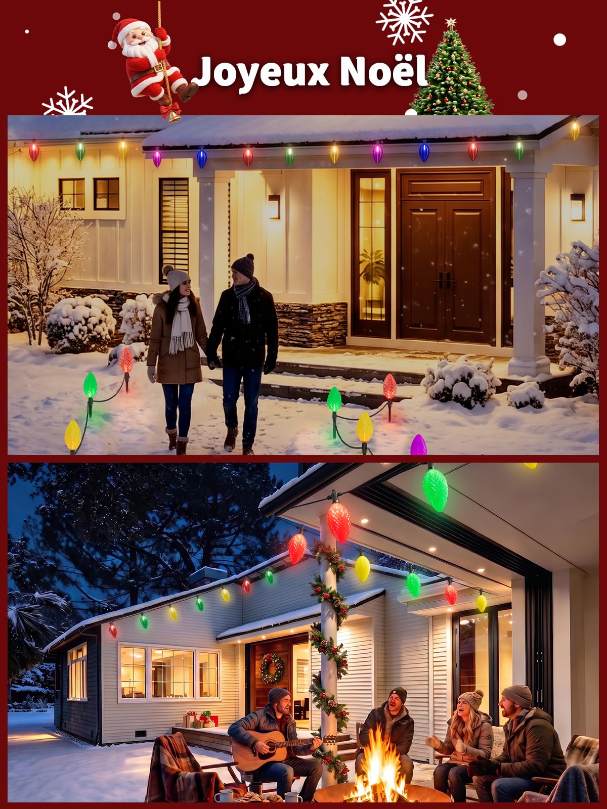 Kawaya Guirlande Lumineuse Piquet Jardin C9 Multicolores, Étanche IP65