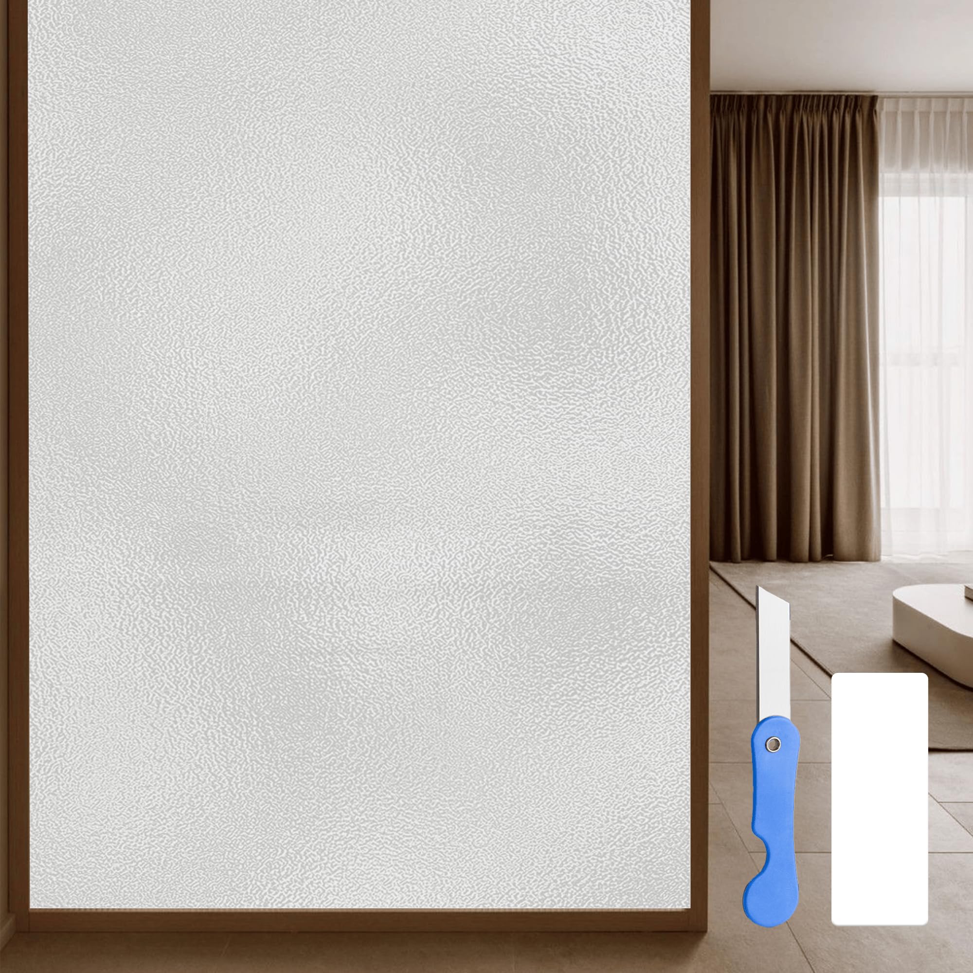 Frosted Window Film 40 x 240 cm Static Cling Frosting Film Self Adhesive Removable Without Glue Or Residue for Bathroom Home and Office, White
