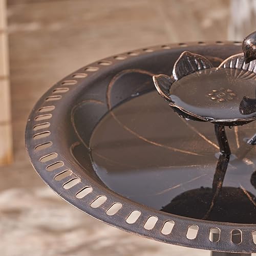 Miniatura 6 de Christopher Knight Home Anessa - Baño para pájaros de aluminio y hierro para exteriores, cobre brillante