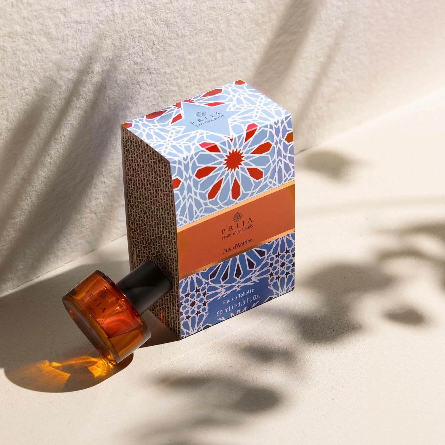 Prija Jus d'Ambre Eau de Toilette, Fresh Citrus Notes with Spicy Nutmeg - Unisex Luxury Fragrance for Energy & Strength 1.69 Fl. Oz