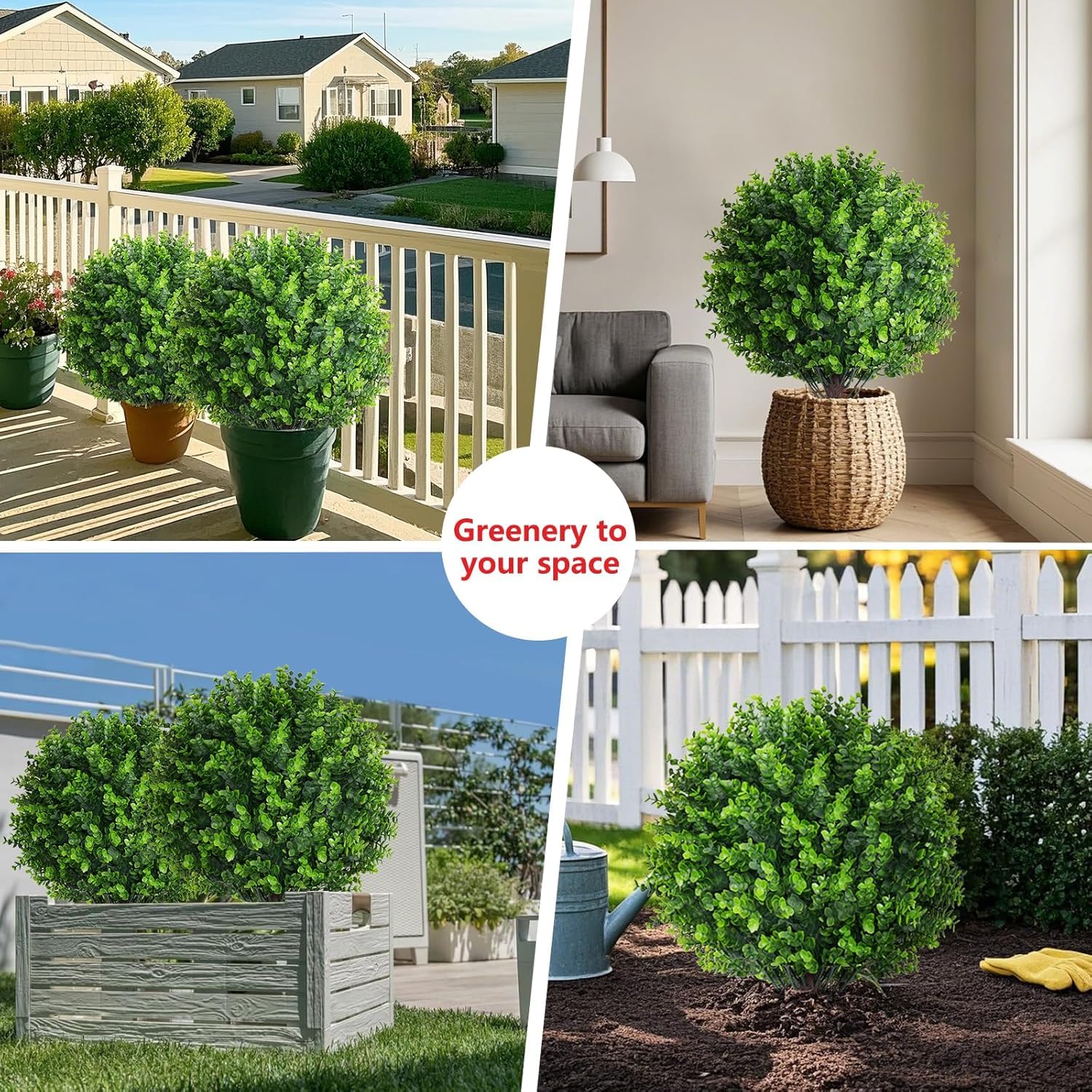 JQTOP Outdoor Courtyard Decoration, 2 Simulated Shrubs with Spikes, UV Resistant Artificial Shrubs - Image 4