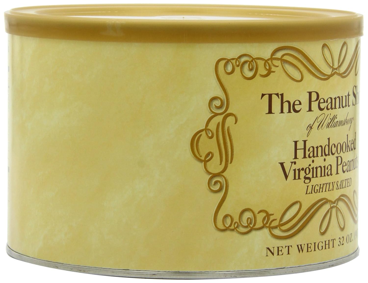 The Peanut Shop of Williamsburg Handcooked Lightly Salted Virginia Peanuts, 32-Ounce Tins (Pack of 2)