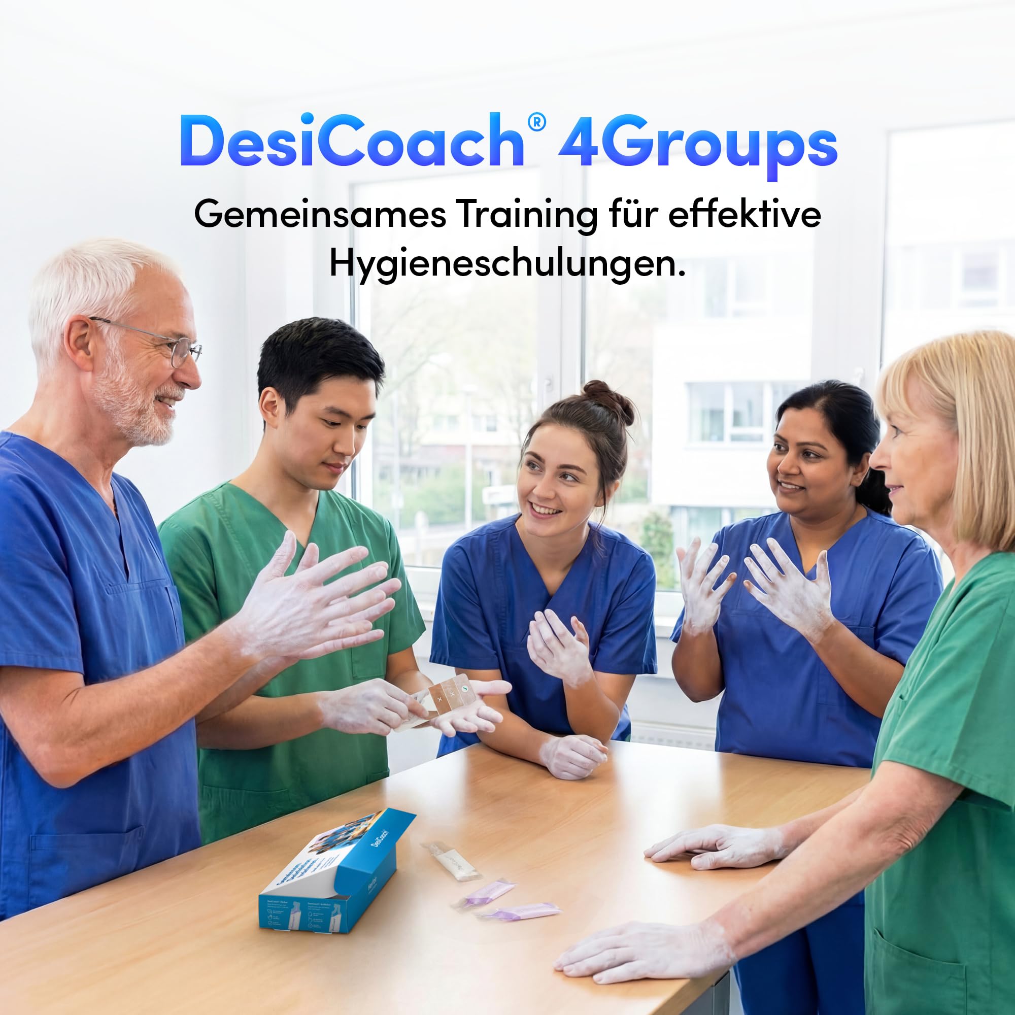 4Groups Händedesinfektion Training – effektiv für Teams, 20er-Set | Hygienetraining von Heyfair. Ganz ohne UV-Licht.