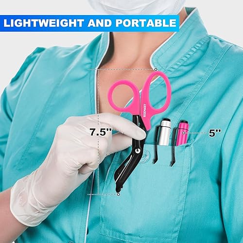 Miniatura 7 de Paquete de 3 unidades de lapicera de luz y tijeras para vendajes para enfermeras - Tijeras médicas y lapiceras de luz para enfermeras con baterías,