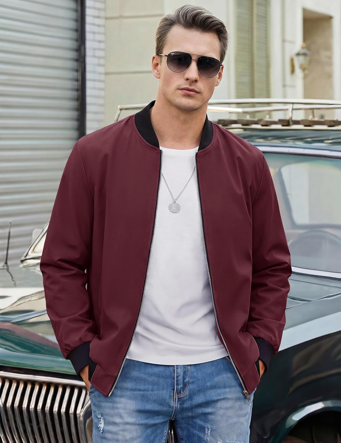 TACVASEN Men's Lightweight Jacket Spring Bomber Fall Windbreaker Casual Stylish Coats with Pockets - Image 3