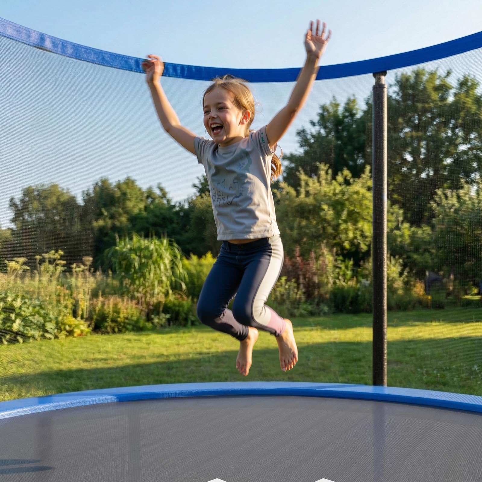 JUMMICO Trampolín para exteriores Ø 183/228/290/360 cm Kit completo con red de seguridad, escalera, funda protectora y accesorios de montaje,Azul 228cm