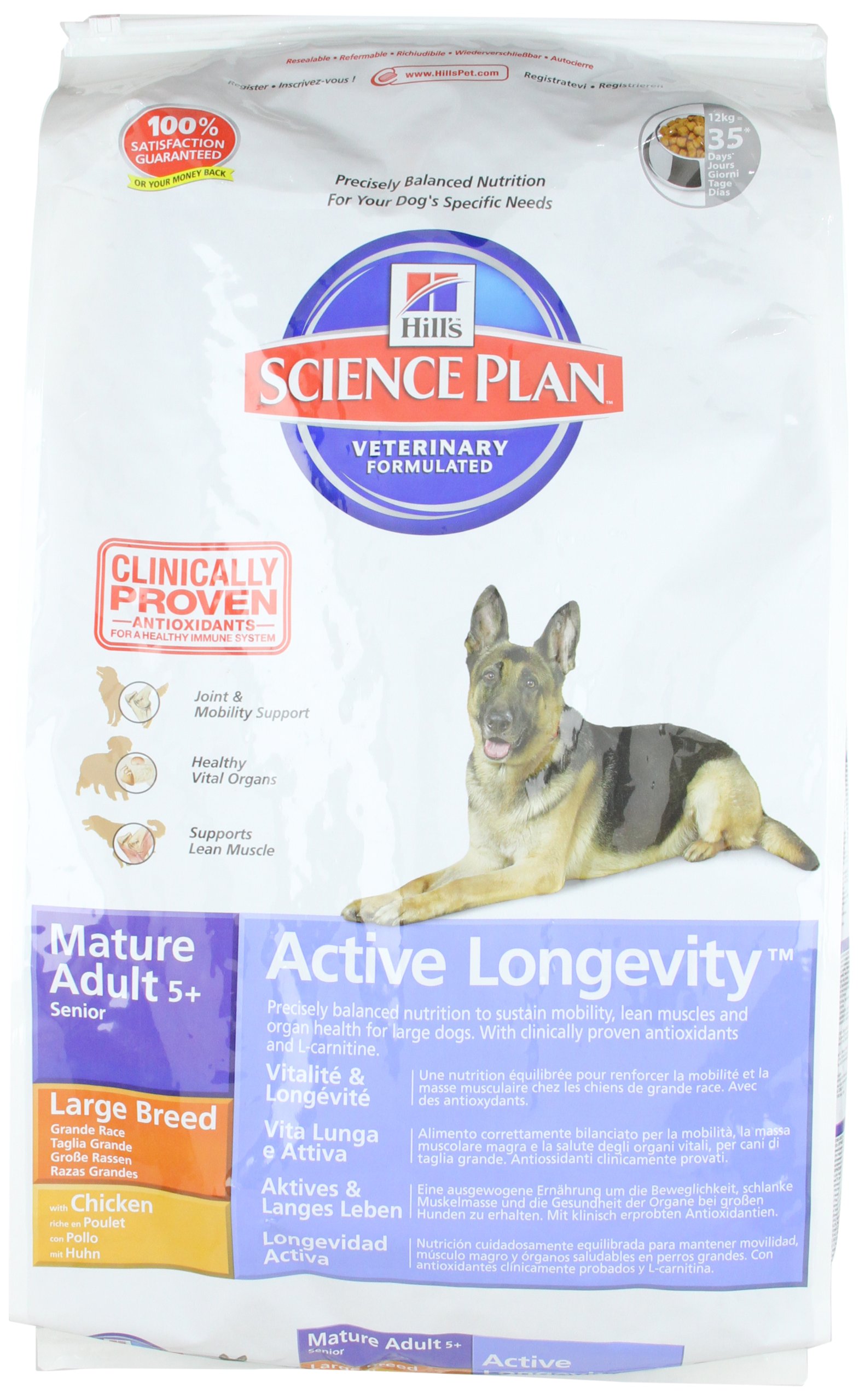 Hill's Science Plan Canine Mature Adult Large Active Longevity mangime Secco Gusto Pollo kg.12