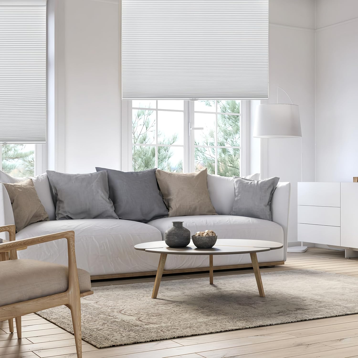 Blackout Cellular Shades Cordless Honeycomb Shades for Windows Pull Down Honeycomb Blinds for Windows Bedroom Office Living Room.White,Custom Sizes