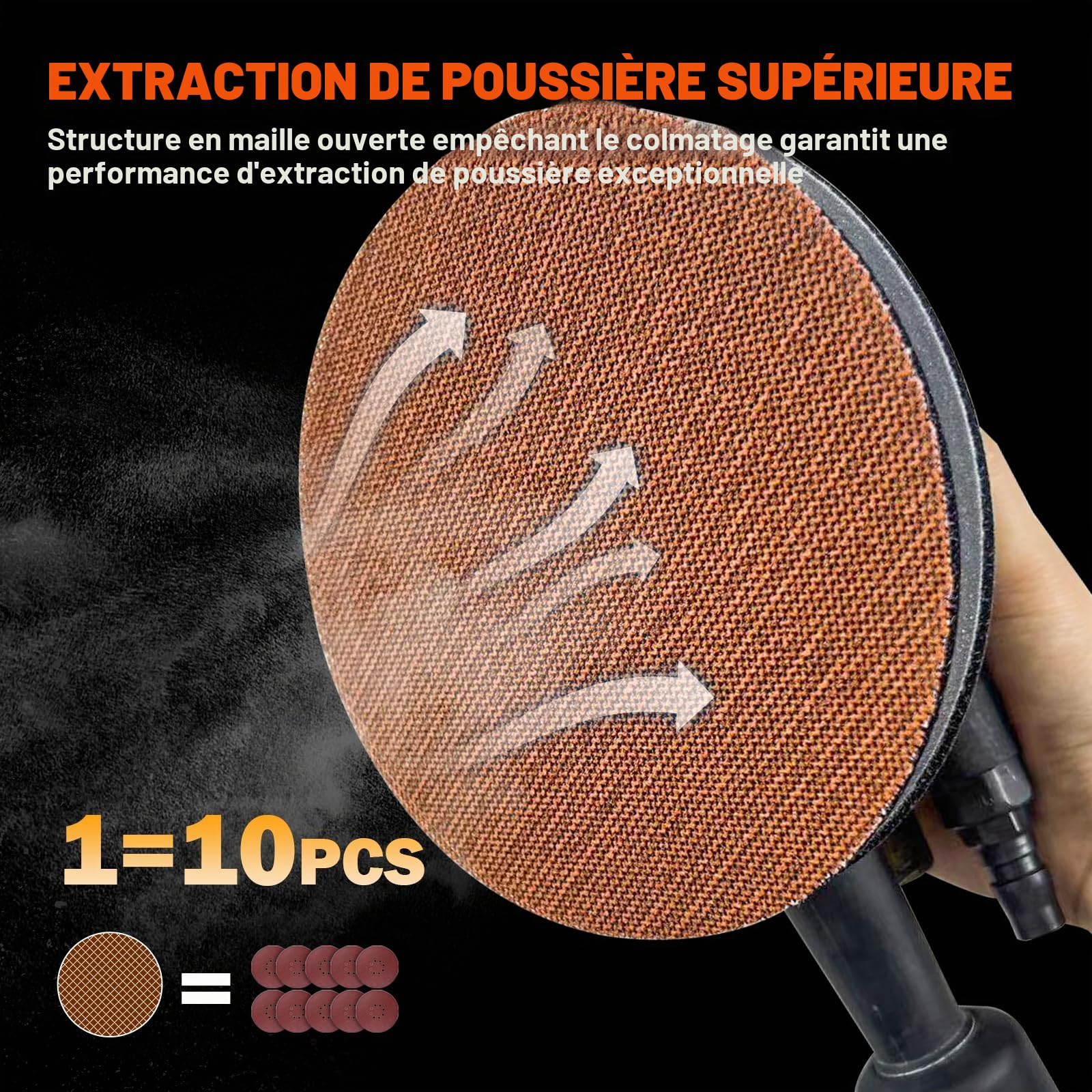 Disque Abrasif 150mm Papier à Poncer Carrosserie - 50 Pièces Grains 60/80/120/180/240 | Idéal pour Ponceuses Cloisons Sèches Durable Efficace