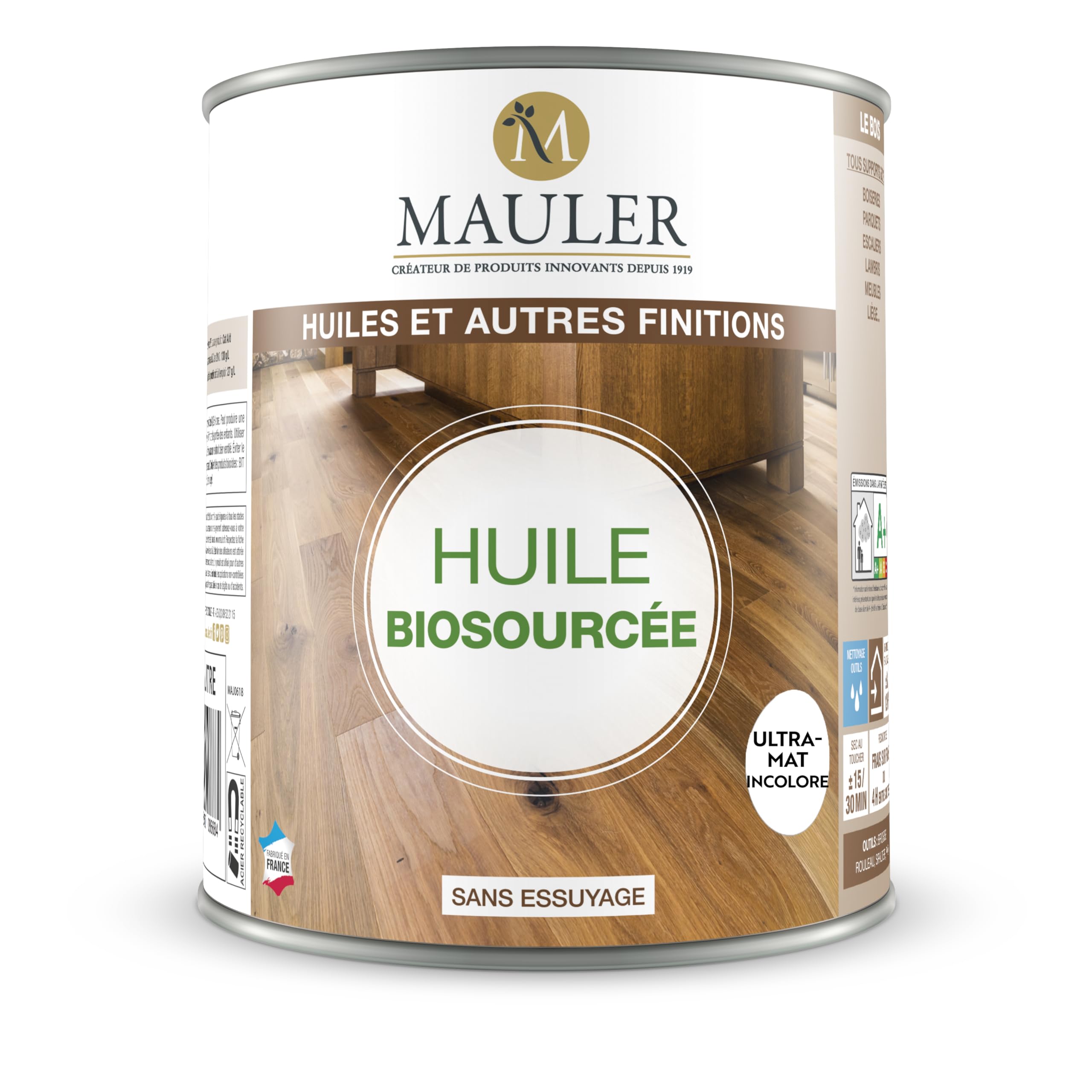 Mauler Pro - Huile Parquet & Boiserie NF 16640 - Ultra Mat Incolore 2,5L