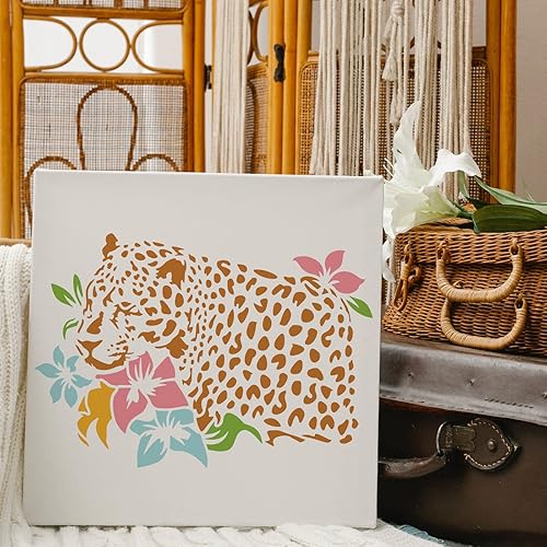 Miniatura 7 de FINGERINSPIRE Plantillas de leopardo de 11.7 x 8.3 pulgadas, plantillas de plástico A4 para dibujo de leopardo, plantillas de pared con patrón de