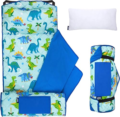 Wildkin Tapete acolchado moderno de microfibra para siesta con almohada reutilizable para niños y niñas, ideal para dormir en primaria, materiales