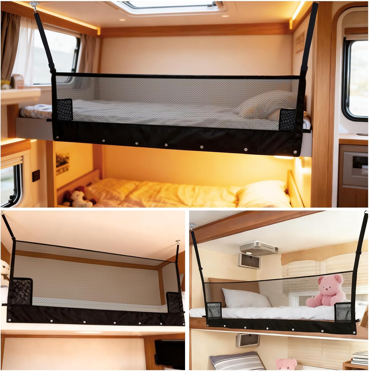 46" x 18" RV Bunk Bed Safety Net, Adjustable RV Bunks Bed Safety Net for Motor Home, Fifth Wheel,Campervans, Motorhomes, Travel Trailers