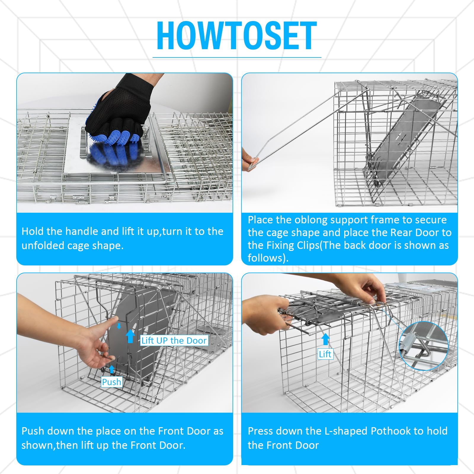 Live Animal Cage Trap - Catch Raccoons, Cats & More -3
