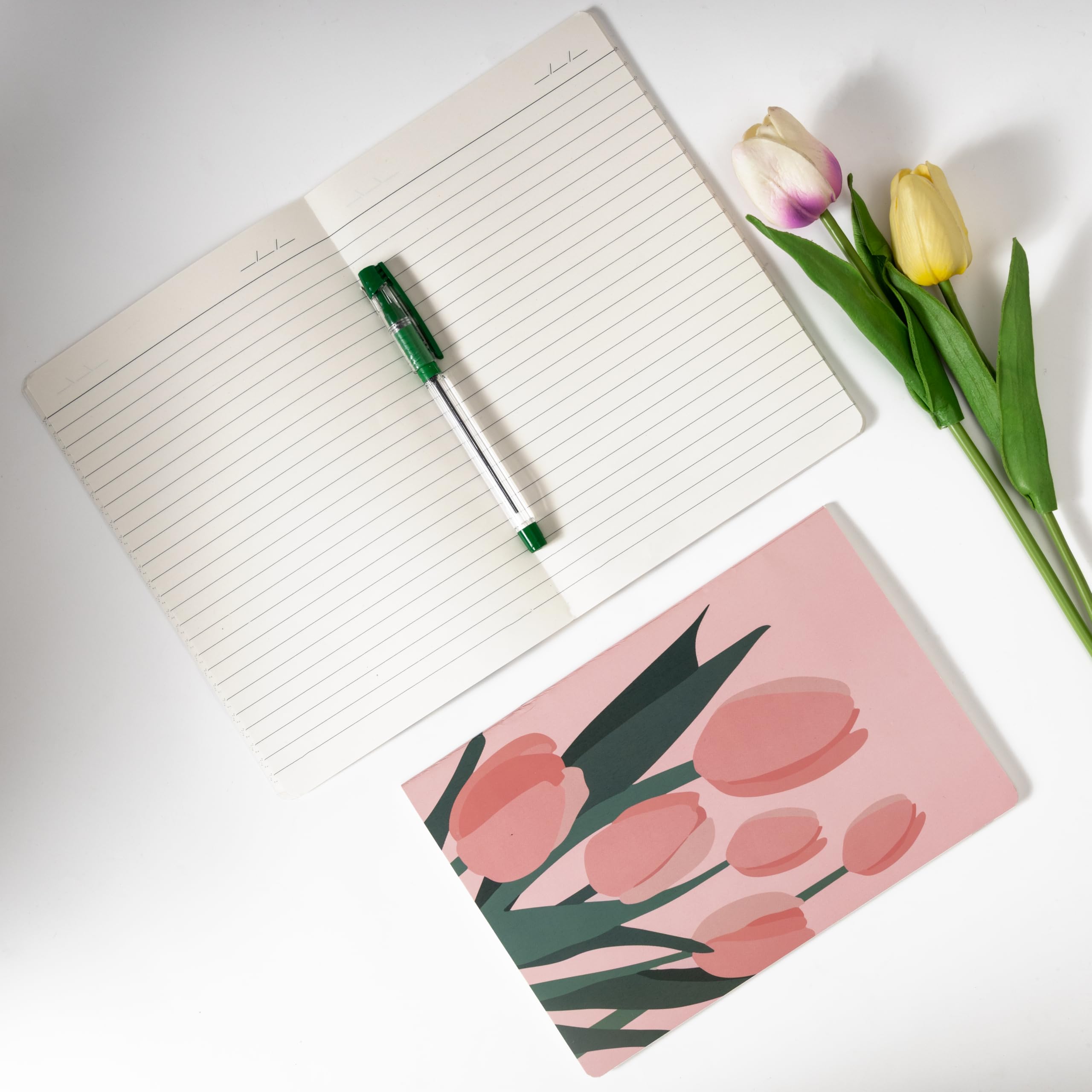 Rarejoy Tulip Theme Gift Hamper for Women Handmade Crochet Flower Pot, Tulip Mug, 4 Little Buddhas, Journal, Floral Greeting Card Combo Pack of 5 Gift for Birthday, Anniversary, Valentine, Corporate 3