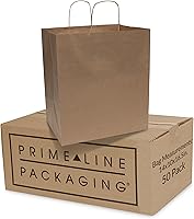 Vista 13 de Prime Line Packaging Bolsas de papel marrón con asas, bolsas de regalo grandes de estraza para pequeñas empresas, compras, tienda minorista