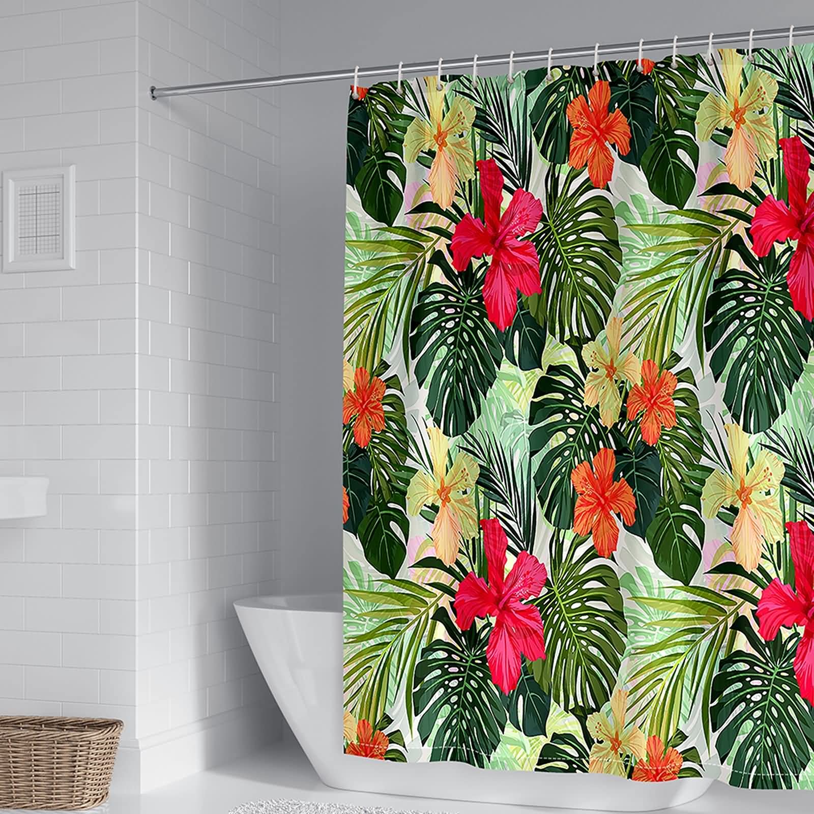 Rideau de douche 180x180cm tropical pour une salle de bain zen