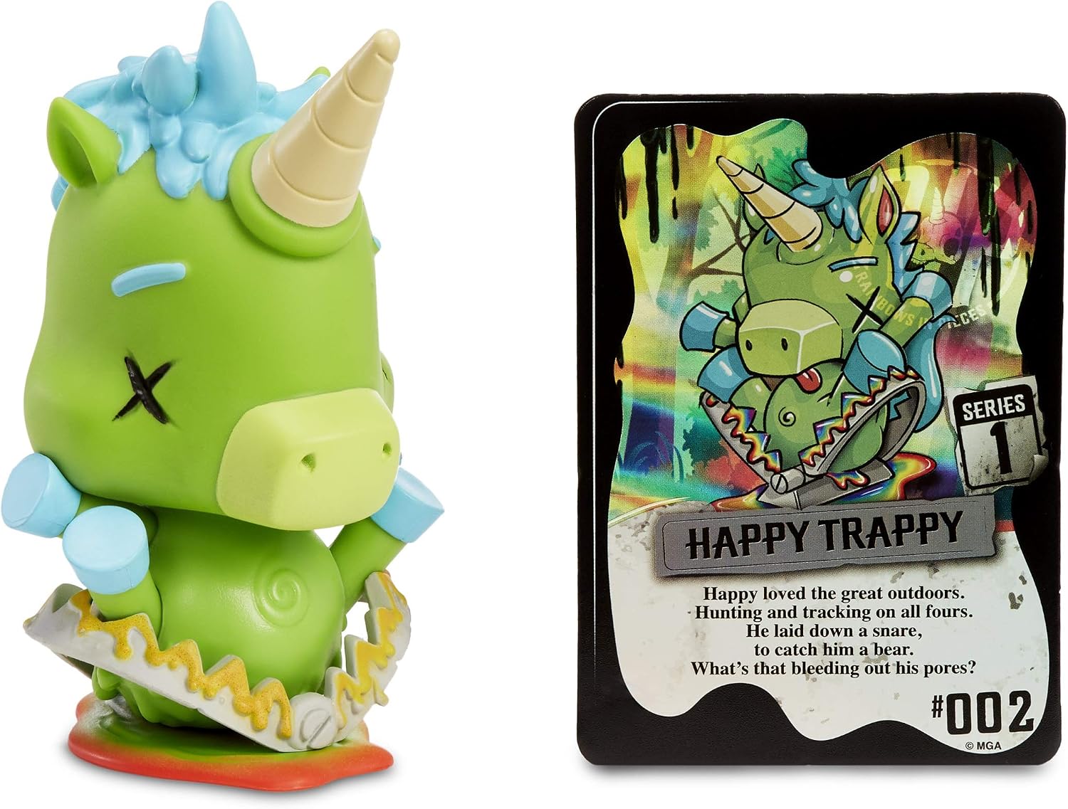 MGA Entertainment R.I.P. Rainbows in Pieces Gnarly, Messed Up Unicorn Character Happy Trappy
