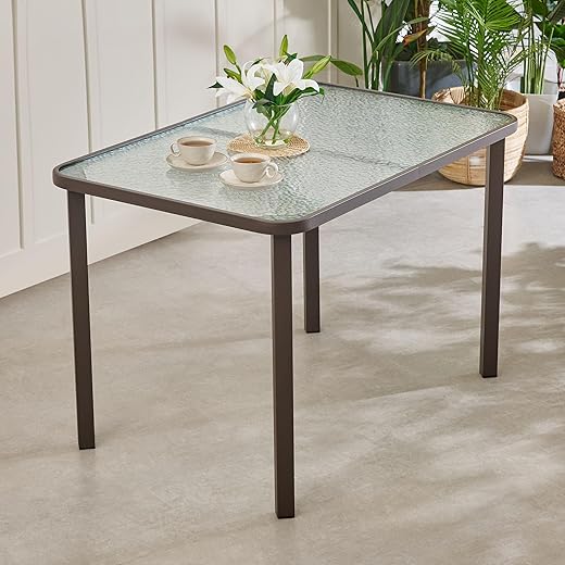 Fullerton Glass Top Dining Table - Brown
