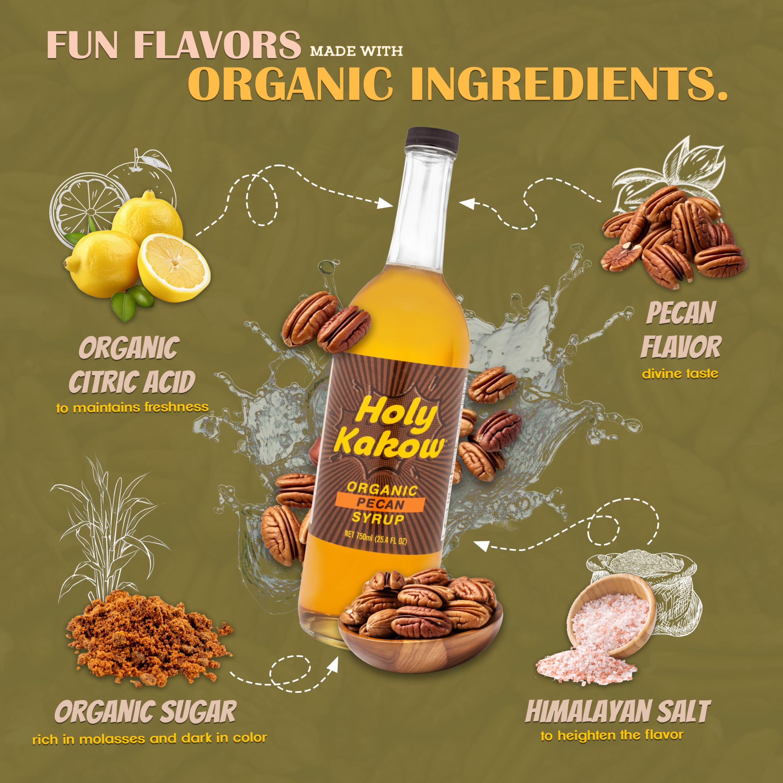 Amazon.com: Holy Kakow Cafe Organic Pecan Syrup - Pecan Syrup
