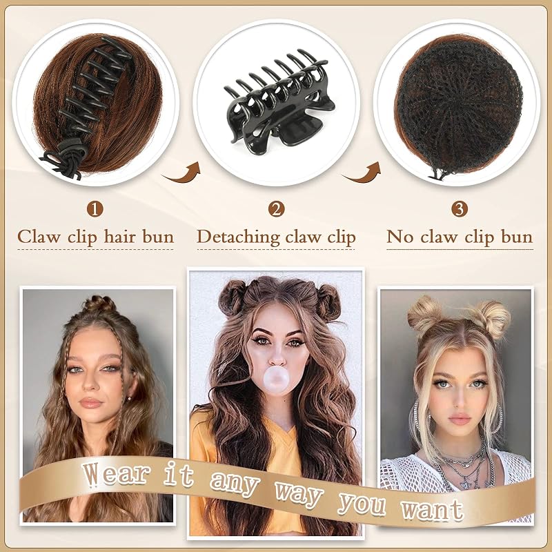 Sofeiyan set 2 bucăți extensii coc cu mini clemă, chignon tip gogoașă, accesoriu de păr sintetic, culoarea 613/60#, pentru femei