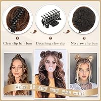 Vista 4 de SOFEIYAN 2 piezas de clip de pinza mini en extensiones de moño de cabello con orejas de gato desordenadas, accesorio de peluca de dona sintética