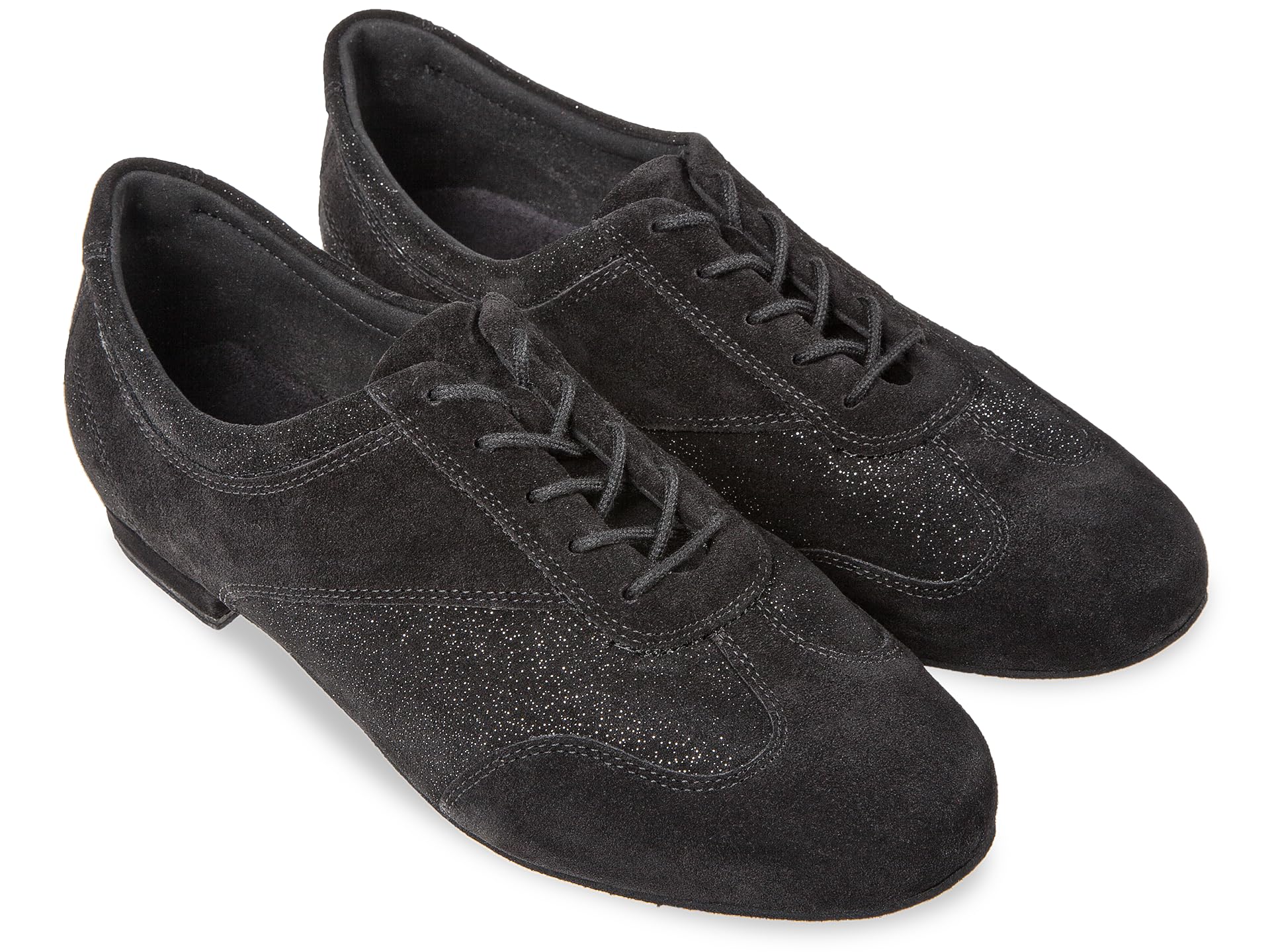 Diamant Damen Tanzschuhe 183-005-547 - Veloursleder schwarz/Glitzer-Leder schwarz-Silber - Normalweite - 1,2 cm Micro-Heel - Made in Germany