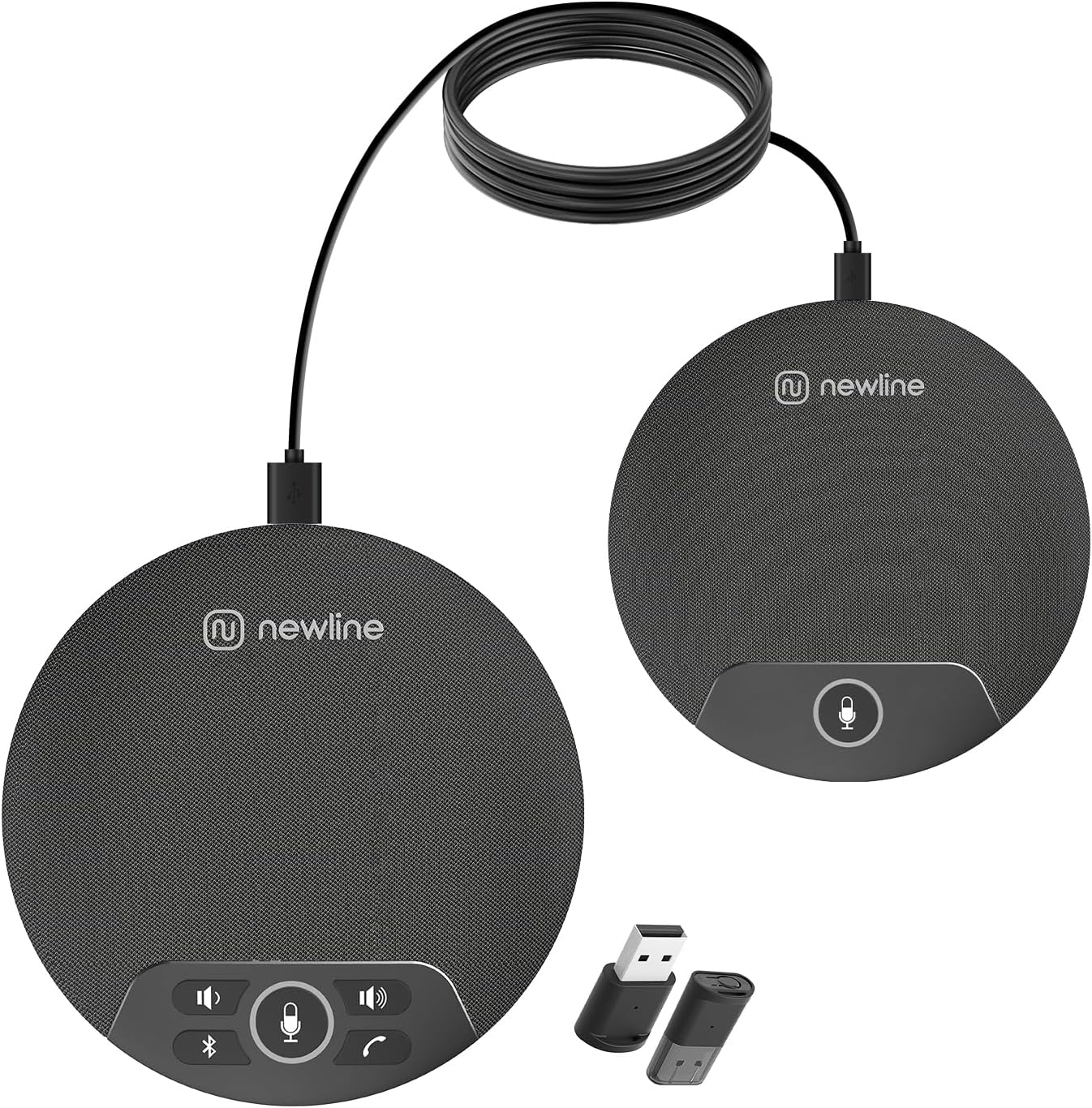 N newline Conference Speaker and Microphone, 2pk Bundle Conference Microphone w/Daisy Chain, 360° Voice Pickup, Noise Reduction, Bluetooth Speakerphone for Large Meetings Team Zoom, NewPie 90