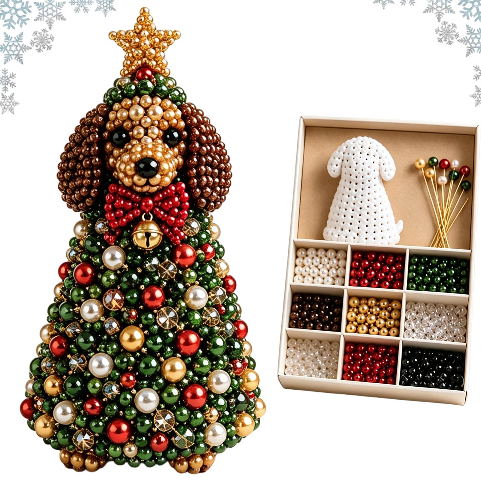DIY Beaded Christmas Tree Kit, 3D Crystal Bead with LED Light (A006)