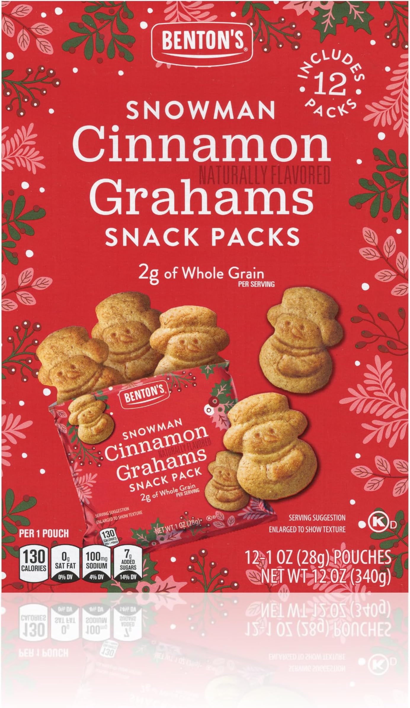 Benton’s Mini Cookie Snack Packs (1 Box, Snowman Cinnamon Grahams)