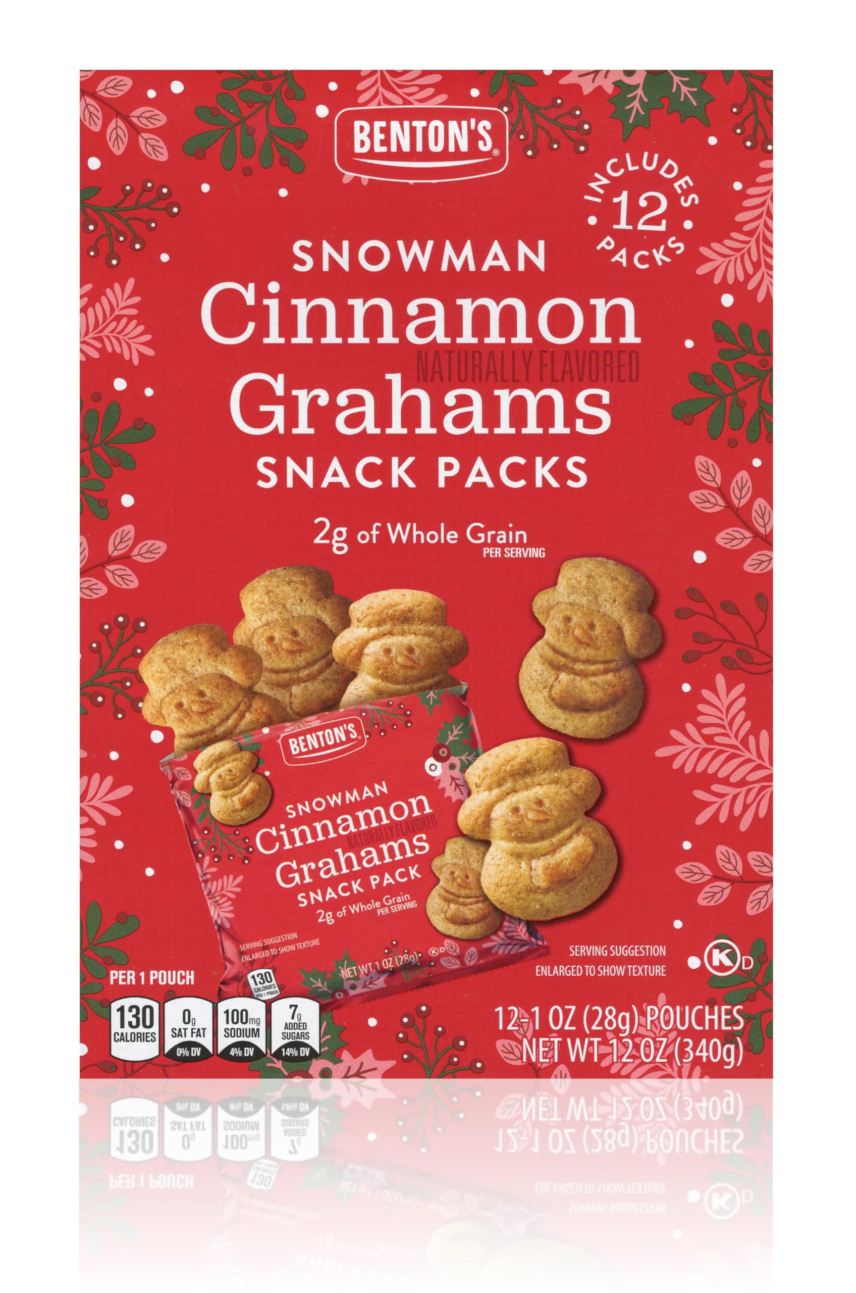Benton’s Mini Cookie Snack Packs (1 Box, Snowman Cinnamon Grahams)