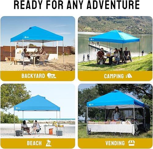 Miniatura 5 de Crown Shades Toldo desplegable de 10 x 10 pies  Tienda de campaña de playa con un solo empuje  Parasol al aire libre para eventos, fiestas, camping,