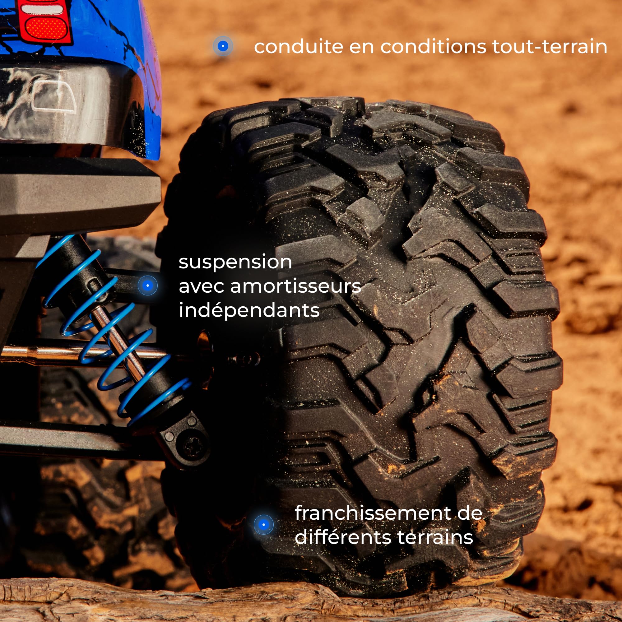 Overmax X-Shard Voiture télécommandée 4WD 1:16 tout-terrain jusqu'à 30 km/h, avec limiteur de vitesse, 2,4 GHz RC Monster Truck avec entraînement en métal, amortisseurs, portée de 90 m, pour enfants à