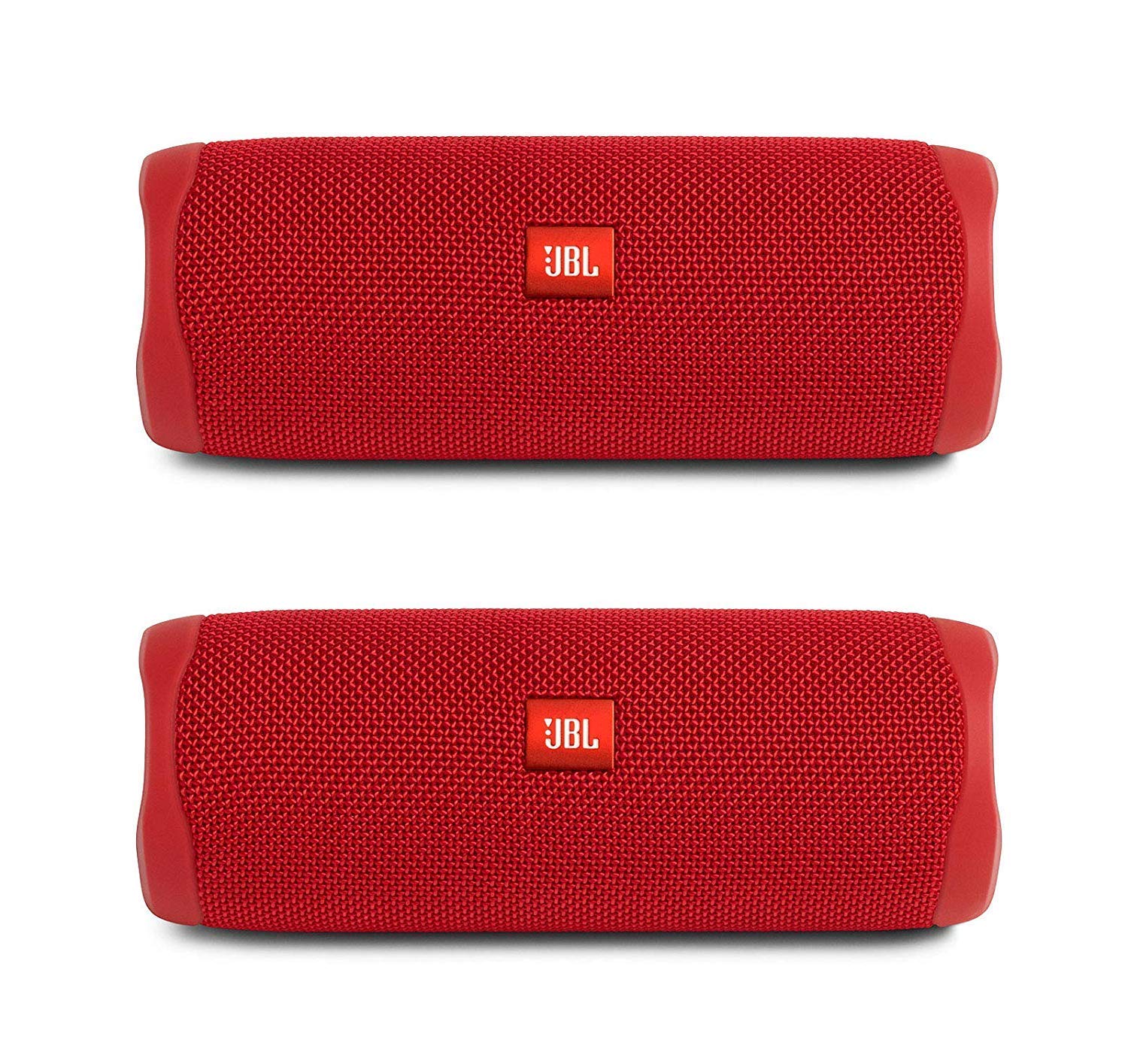JBL Flip 5 Waterproof Portable Wireless Bluetooth Speaker Bundle - Pair Red Renewed