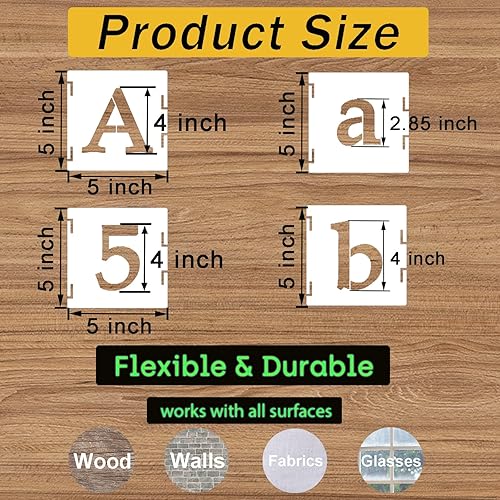 Miniatura 2 de DZXCYZ Plantillas de letras del alfabeto de 4 pulgadas, 65 piezas de plástico reutilizables, símbolos de número, juego de plantillas de dibujo