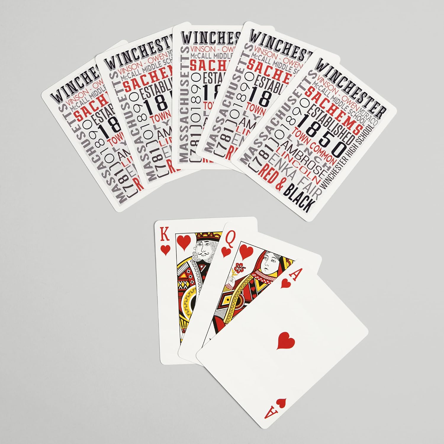 Lantern Press Winchester, Massachusetts, Typography, 52 Playing Cards for Adults, Poker Size Card Deck