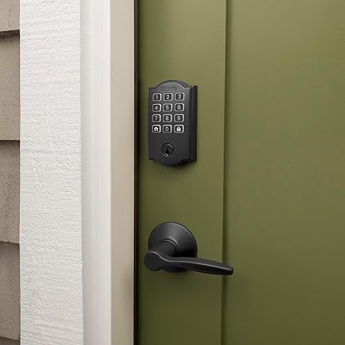 Miniatura 6 de Schlage Cerradura inteligente Arrive WiFi, cerradura de puerta de entrada sin llave con borde Camelot, negro mate, compatible con Alexa y Google,