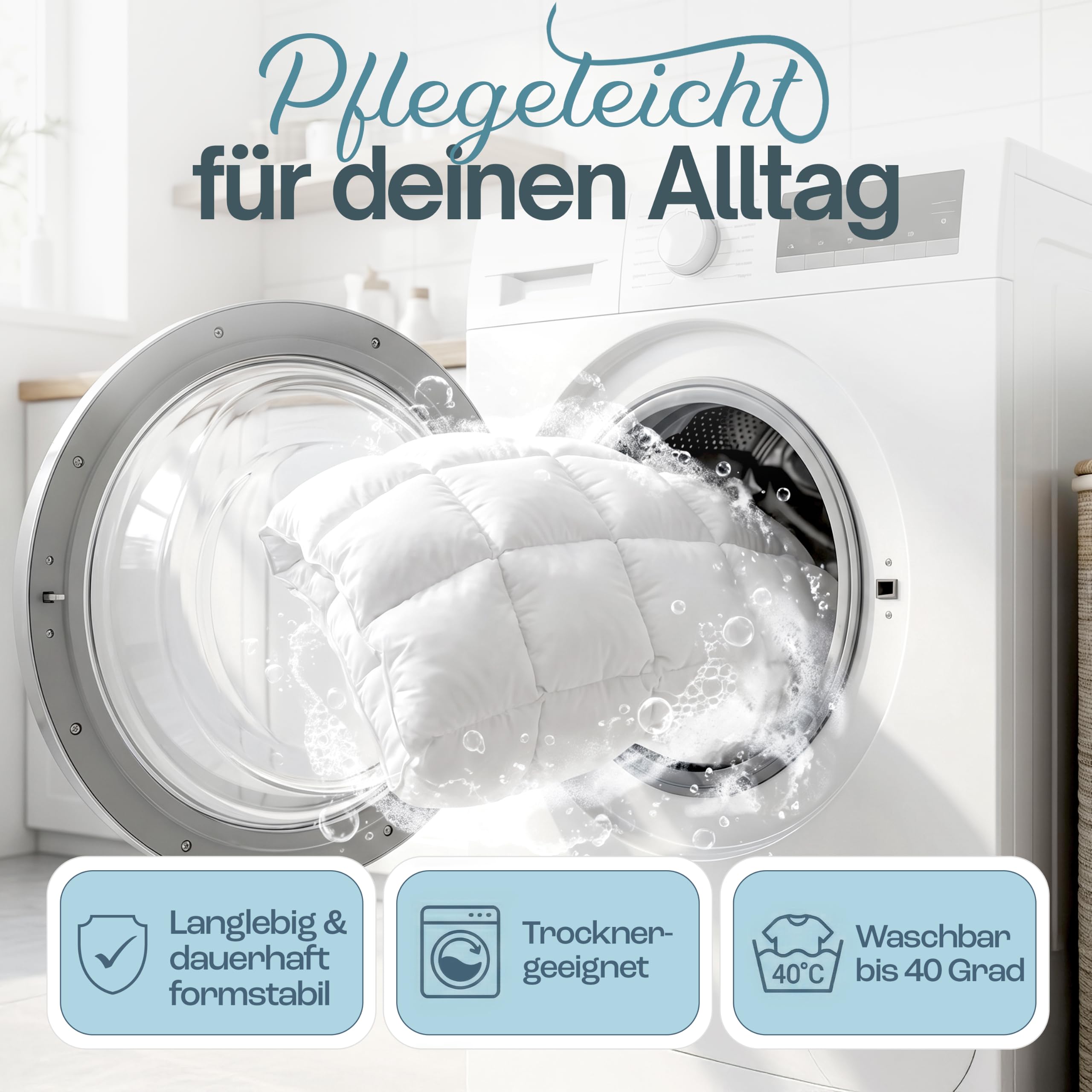 Daunendecke 135x200 Ganzjahresdecke Bettdecke Duvet | Mit 100% Daunen & Federn, 100% Baumwollbezug, Oeko-Tex geprüft, atmungsaktiv & allergikerfreundlich, DE-zert.
