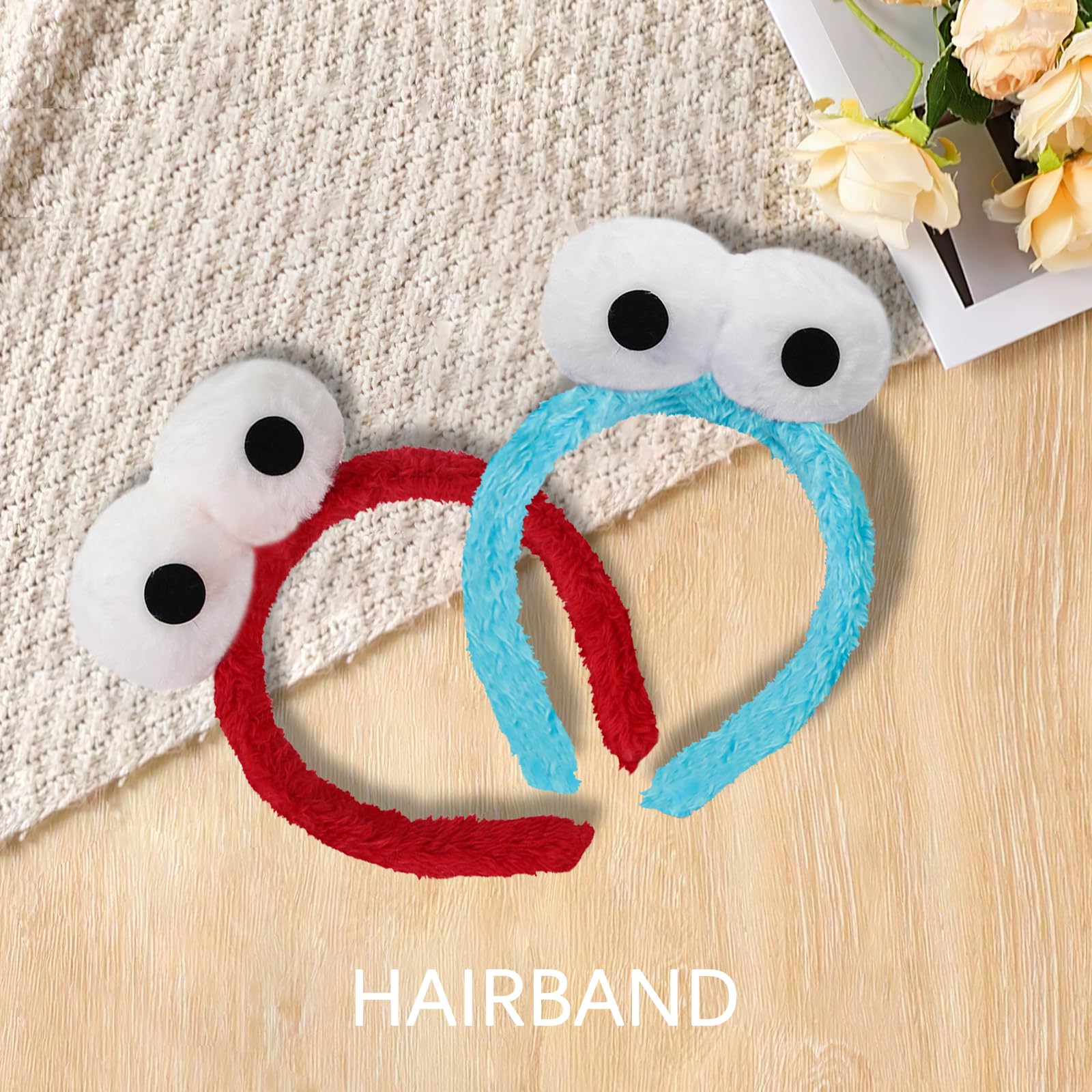DVOFU Eyes Headband Adorable Monster Headwear Cartoon Fuzzy Costume Novelties Headbands for Halloween Party Wear Accessory (Blue) - Image 3