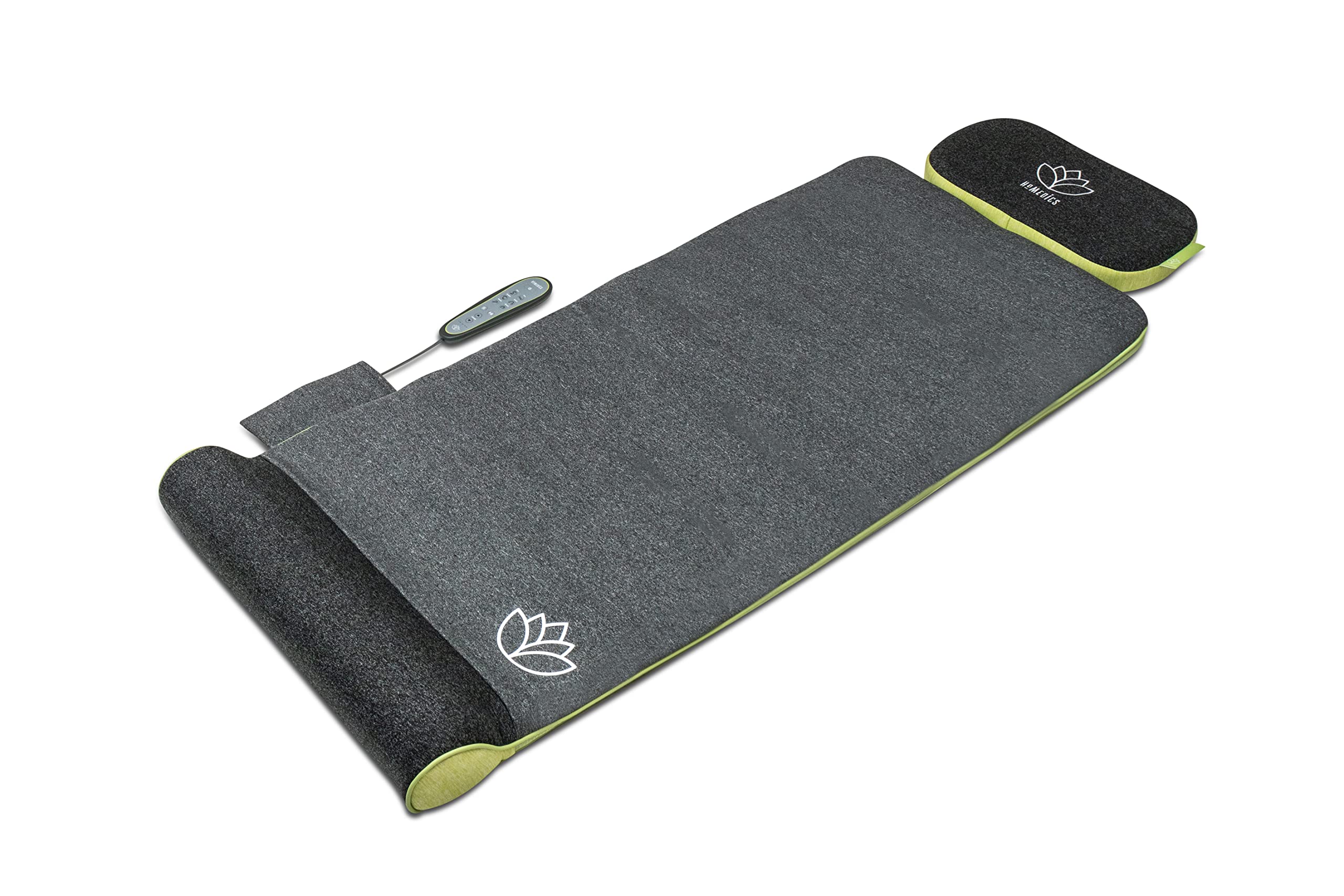Homedics Stretch- und Wärmematte – inspiriert von Yoga, die Dehnung und Wärme hat eine Auswahl von 6 Programmen: Entwinden, Erholen, Dehnen, Drehen, Energise und Fließen.
