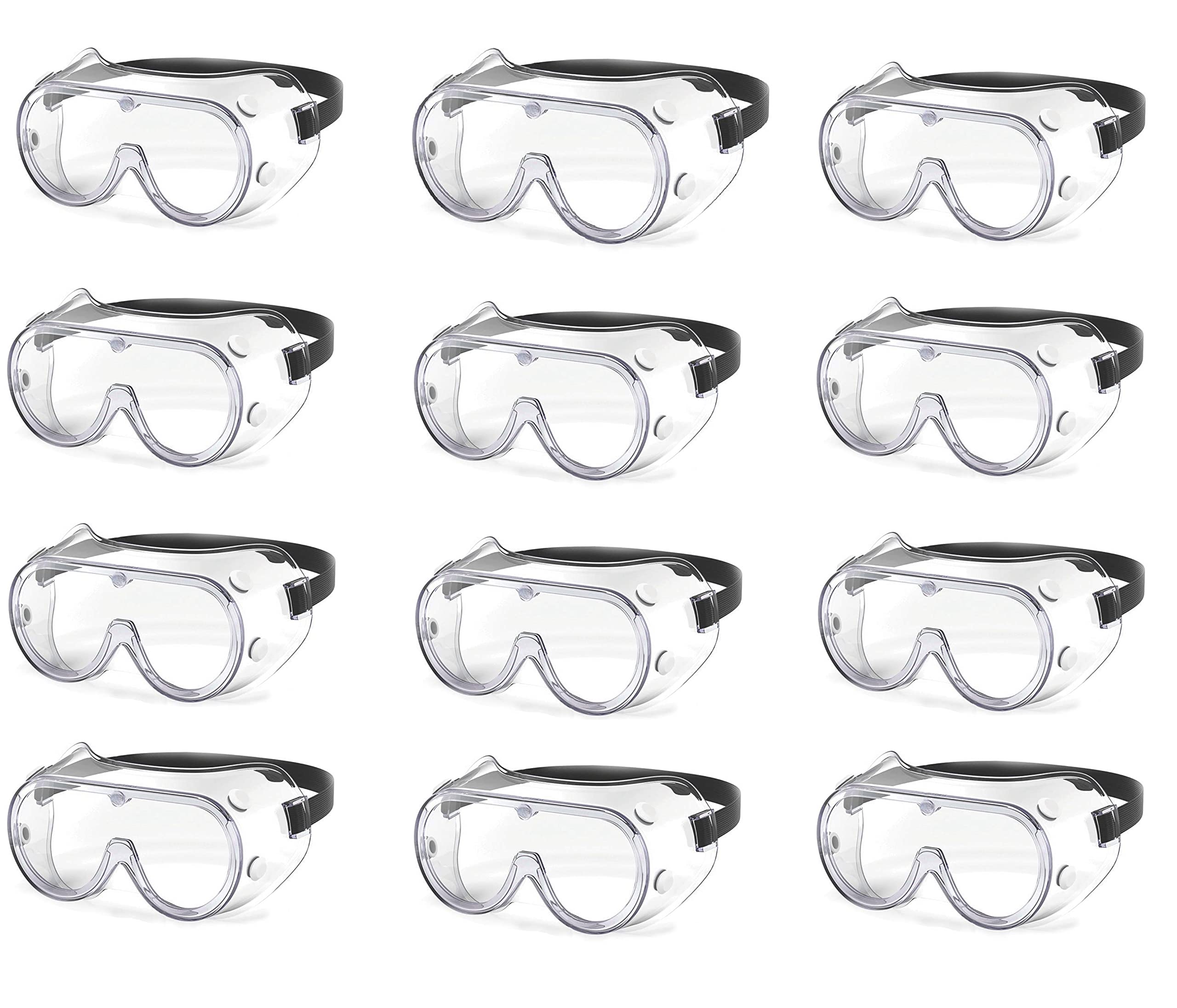 Eyevy Safety Goggles For Eye Protection, Wide Vision Clear Glasses, Anti Fog Lens Shields, Scratch Resistant Strong & Adjustable (Pack Of 12 Pc) (B095KWJ86P) Amazon Price History, Amazon Price Tracker